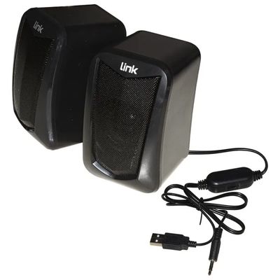 LINK LKSP03 – Casse PC Stereo 2.0, 5 W, USB e Jack 3,5 mm, Nero