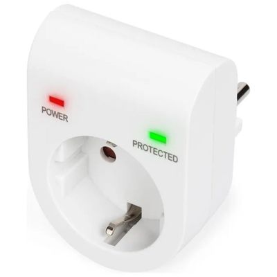 Digitus DN-95400 Adattatore Schuko con Protezione da Sovratensioni, 230 V, 16 A, 3500 W, Bianco