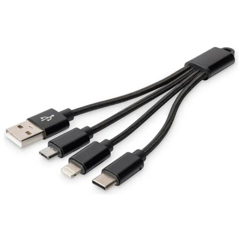 DIGITUS Cavo di ricarica USB-A 3 in 1 con USB-C, Micro-USB e Lightning DIGITUS Cavo di ricarica USB-A 3 in 1 con USB-C, Micro-USB e Lightning