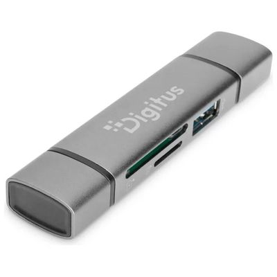 DIGITUS DA-70886 Lettore di schede SD e MicroSD con hub USB-C e USB-A