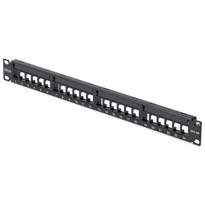 StarTech.com Patch Panel Keystone Vuoto 24 Porte 1U con Barra di Gestione Cavi, Nero