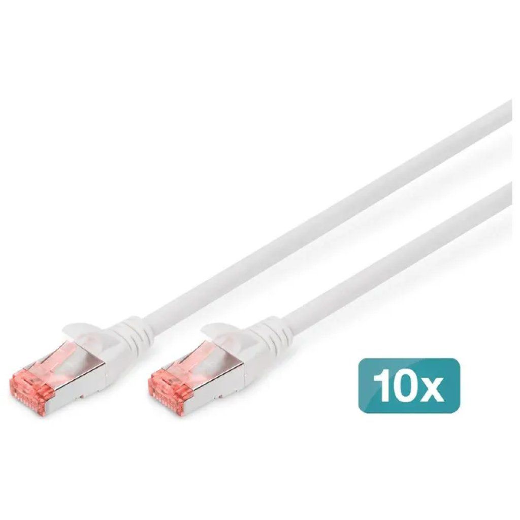 DIGITUS Cavi Patch Ethernet Cat 6 S/FTP RJ45, 1 m, confezione da 10, bianchi