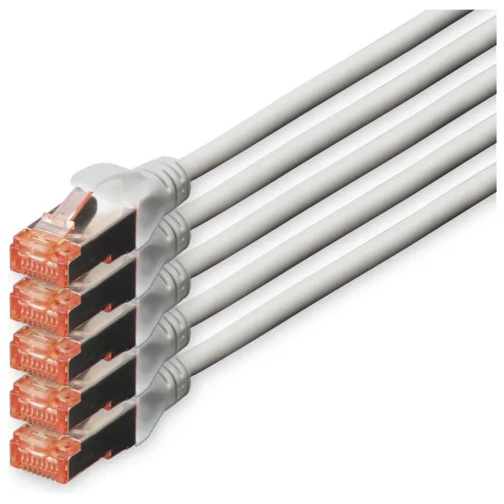 Digitus cavo patch CAT 6 S/FTP, 7 m, grigio, confezione da 5