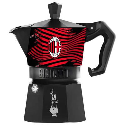 Bialetti 0005574 Moka Express Milan Moka 3 tazze in alluminio colore Nero Rosso