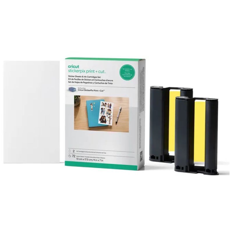 Cricut StickerPix Print + Cut – Set adesivi con 72 fogli e 2 cartucce
