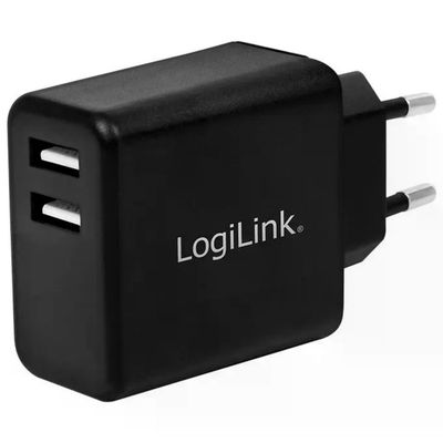 LogiLink PA0210 Caricatore USB da Parete Nero, 2 Porte, 2,4 A LogiLink PA0210 Caricatore USB da Parete Nero, 2 Porte, 2,4 A