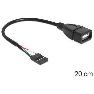 DeLOCK 83291 Cavo USB 2.0 Interno a 5 Pin con Presa USB-A Femmina, 20 cm DeLOCK 83291 Cavo USB 2.0 Interno a 5 Pin con Presa USB-A Femmina, 20 cm
