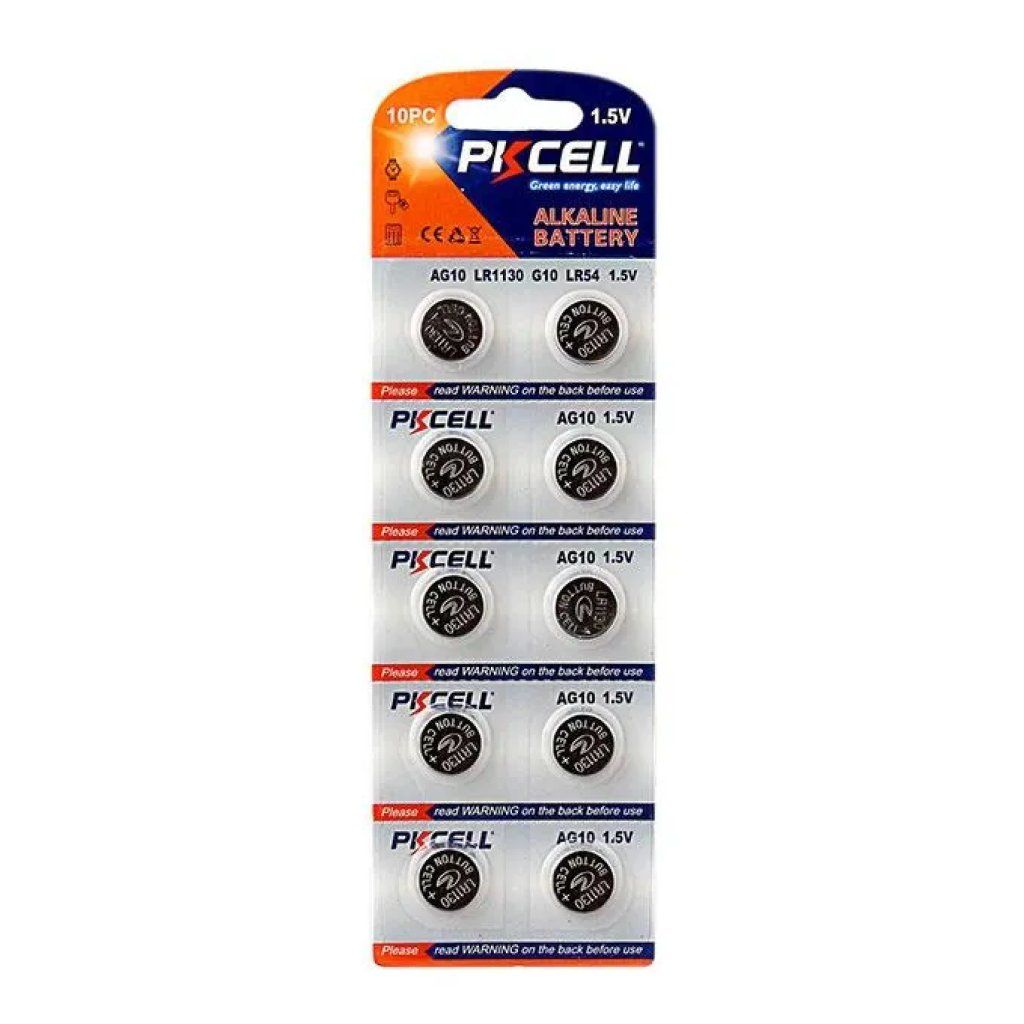 PKCELL AG10 Pile a Bottone Alcaline 1,5 V – Blister da 10