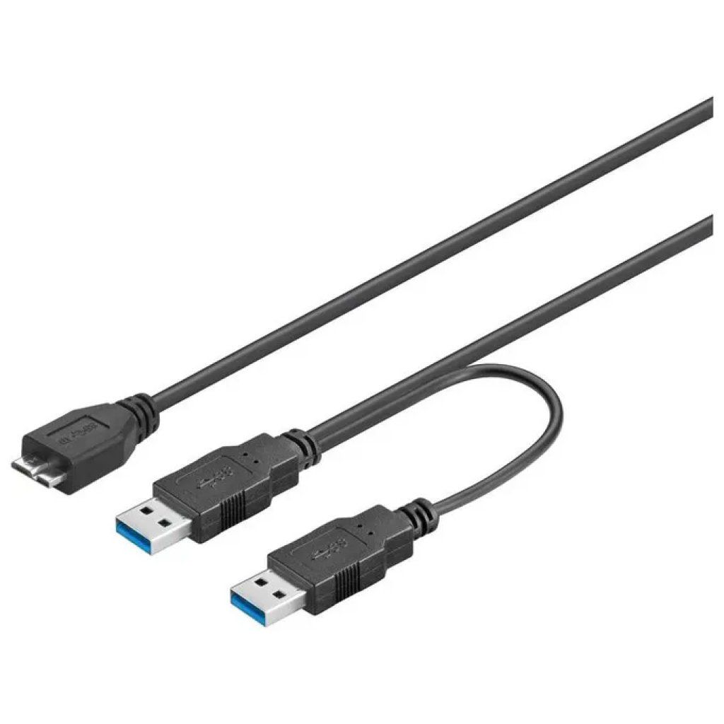 WENTRONIC Goobay 95746 Cavo splitter USB 3.0, 2x USB-A e Micro-USB-B, 30 cm, nero