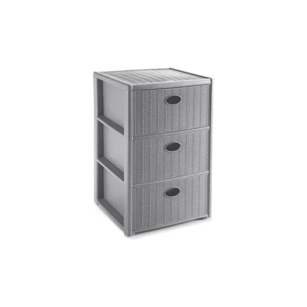 Stefanplast Elegance Cassettiera 3 Cassetti con Ruote, 40 × 40 × 60 cm, Grigio Stone