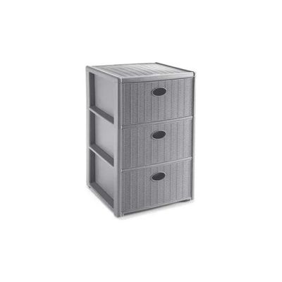 Stefanplast Elegance Cassettiera 3 Cassetti con Ruote, 40 × 40 × 60 cm, Grigio Stone