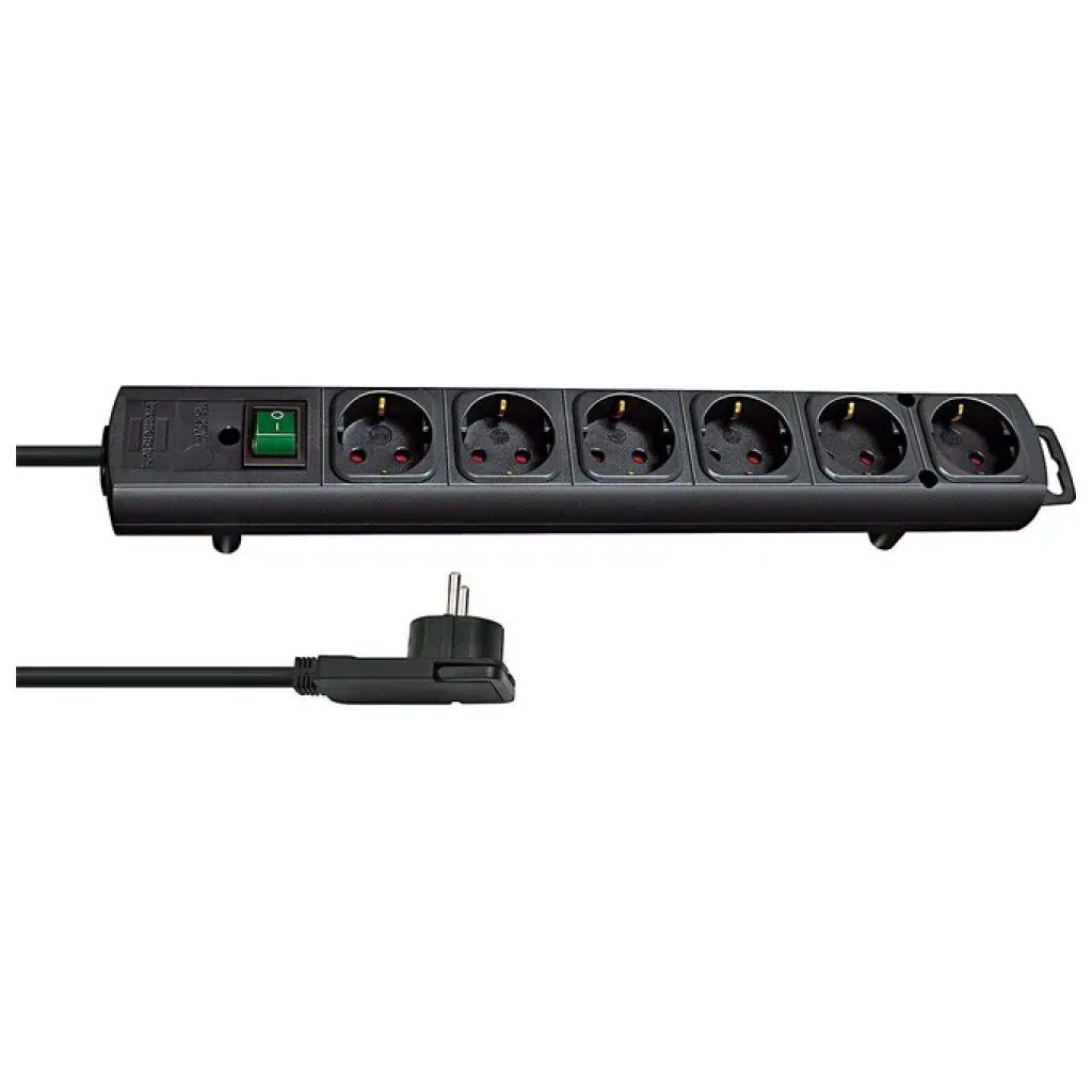 Brennenstuhl Comfort-Line Plus Ciabatta Elettrica a 6 Prese, 2 m, 3500 W, Nera