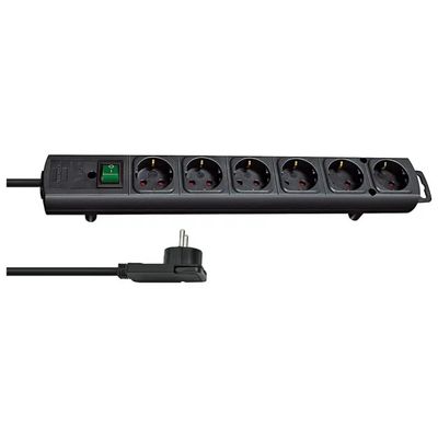 Brennenstuhl Comfort-Line Plus Ciabatta Elettrica a 6 Prese, 2 m, 3500 W, Nera