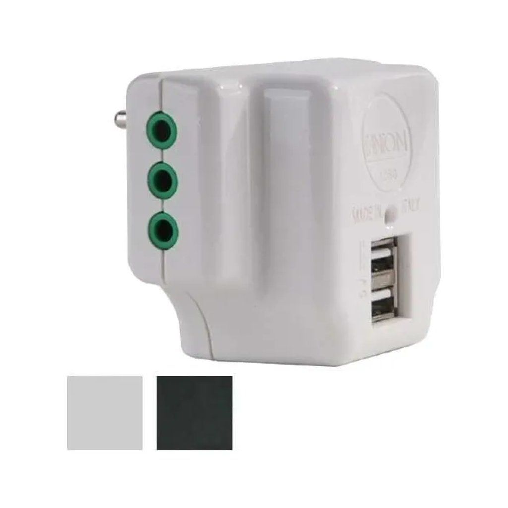 Fanton 87801 Adattatore con 3 prese 10A e 2 porte USB, nero Fanton 87801 Adattatore con 3 prese 10A e 2 porte USB, nero
