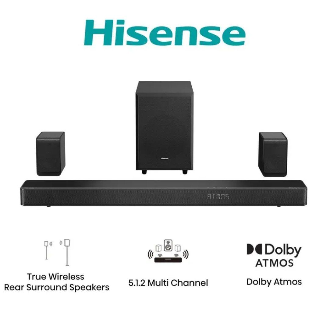 Hisense AX5125H Soundbar 5.1.2 canali 500 W con Subwoofer Wireless e Altoparlanti Posteriori Nero Hisense AX5125H Soundbar 5.1.2 canali 500 W con Subwoofer Wireless e Altoparlanti Posteriori Nero
