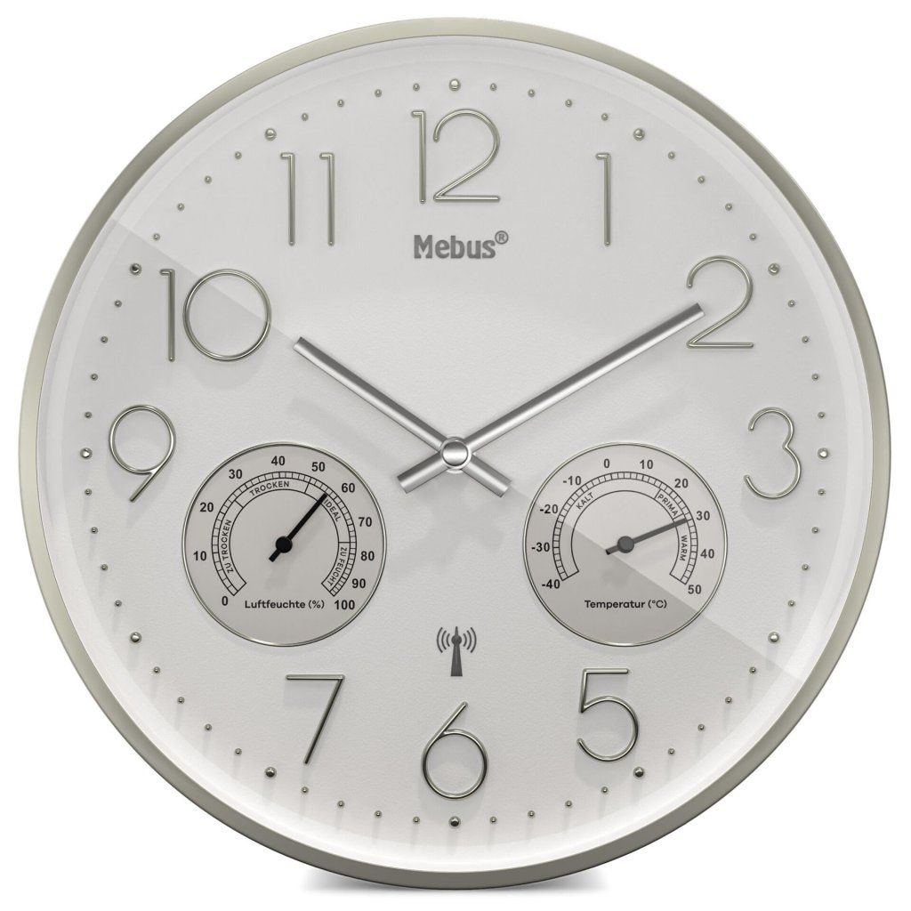 Mebus 12989 – Orologio da parete radiocontrollato con termoigrometro