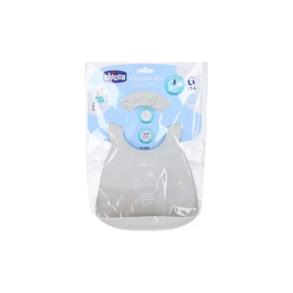 Chicco Easy Roll Bavaglino in Silicone con Tasca Raccoglipappa, Pieghevole, 6m+, Neutro Chicco Easy Roll Bavaglino in Silicone con Tasca Raccoglipappa, Pieghevole, 6m+, Neutro