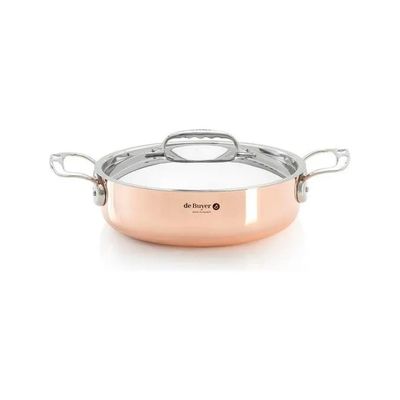 De Buyer Prima Matera Pentola Bassa in Rame e Acciaio Inox, 20 cm
