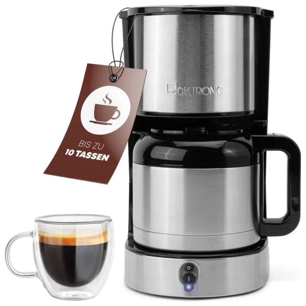 Clatronic KA 3805 Macchina da Caffè con Filtro, 1,2 L, 800 W, Caraffa Termica