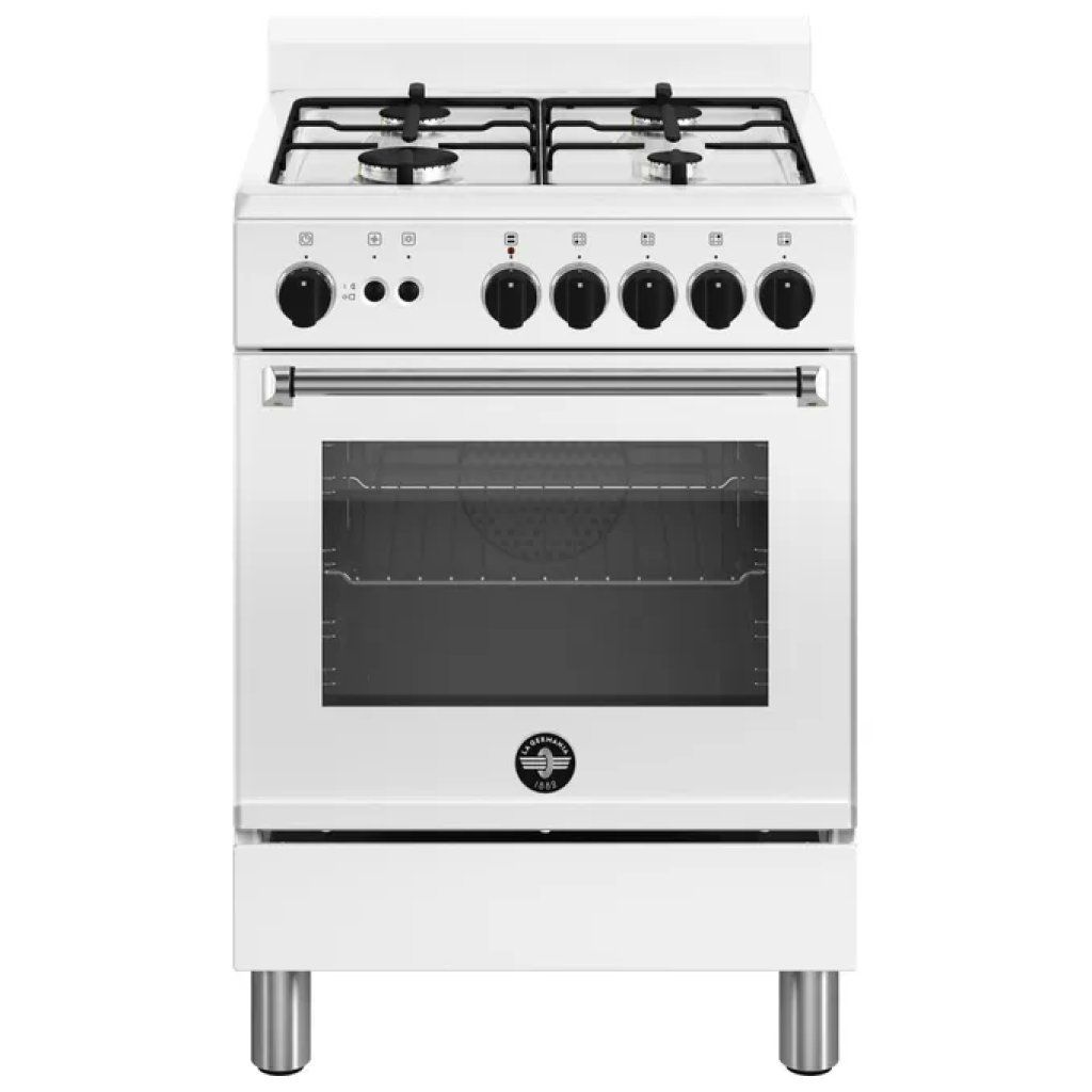 La Germania AMN664GBV24 Cucina a Gas 4 Fuochi con Forno Elettrico Ventilato, 56 L, Classe A+, Bianca