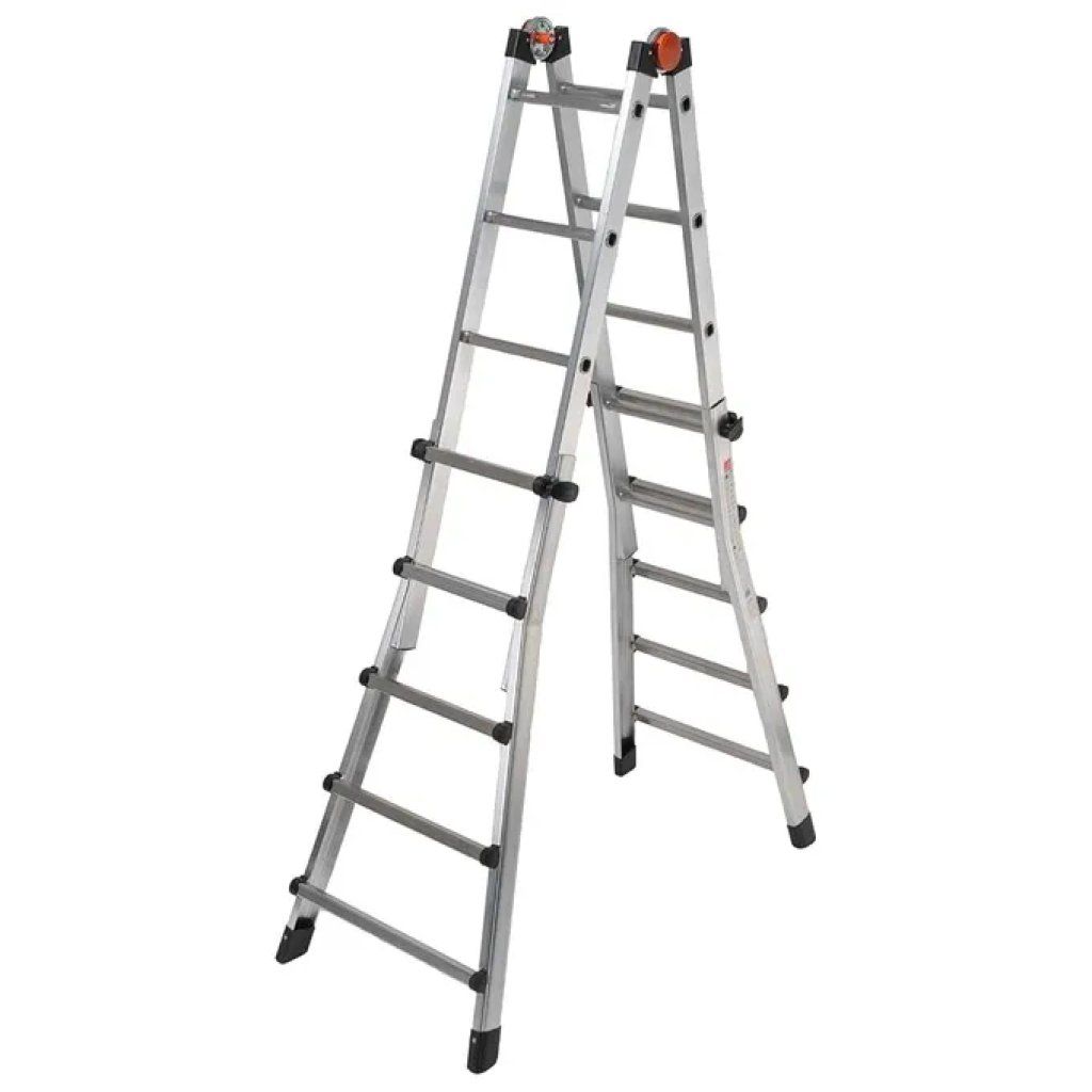 Gierre AL002 Scala Telescopica Multifunzione 5+5 Gradini in Alluminio, Altezza 481 cm