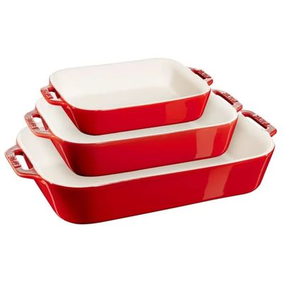 Staub Ceramique – Set 3 pirofile rettangolari in ceramica, ciliegia