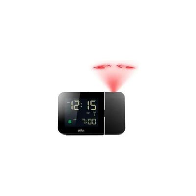 Braun BC15-DCF B Sveglia Digitale Radiocontrollata con Proiezione LED e Radio FM, Nera