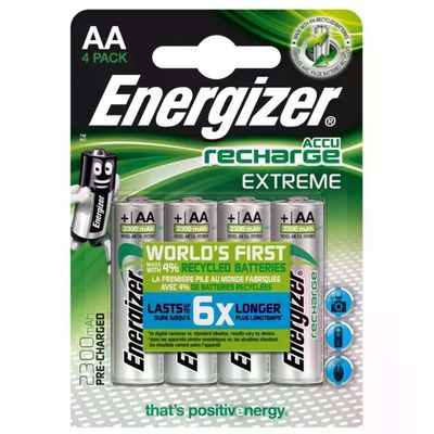 Energizer Accu Recharge Extreme – 4 batterie AA ricaricabili NiMH 2300 mAh