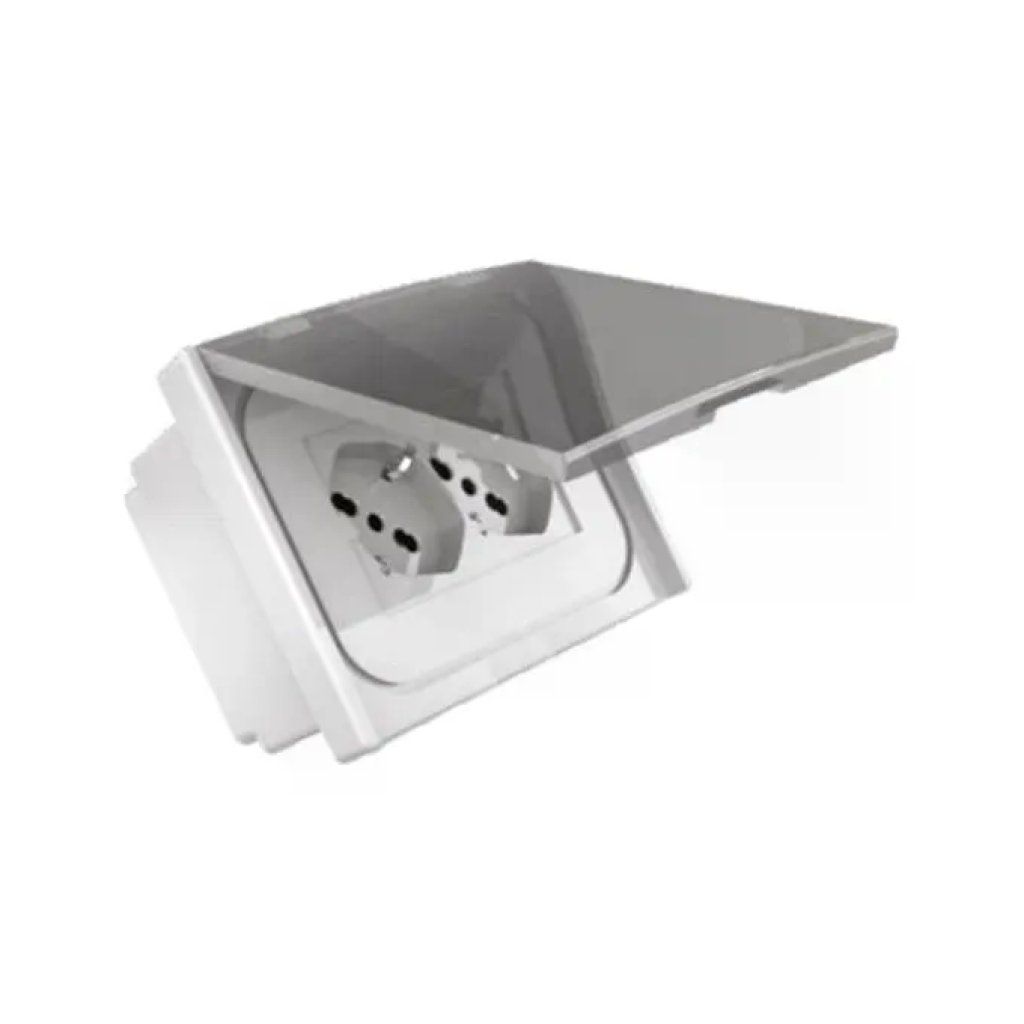 FME Opera presa doppia bipasso 10/16 A IP55 con coperchio