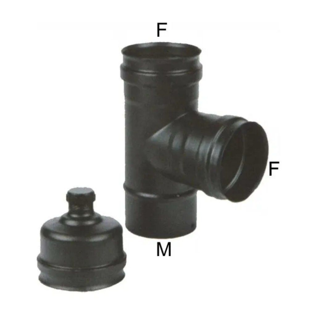 MARAL Raccordo a T per Pellet in Acciaio Inox Nero