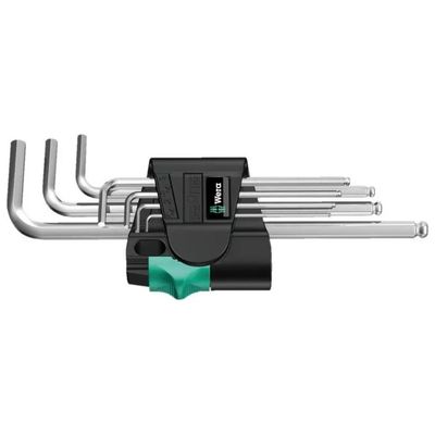 Wera 950 PKL/9 SM N – Set di 9 chiavi a brugola angolari Hex-Plus, 1,5–10 mm