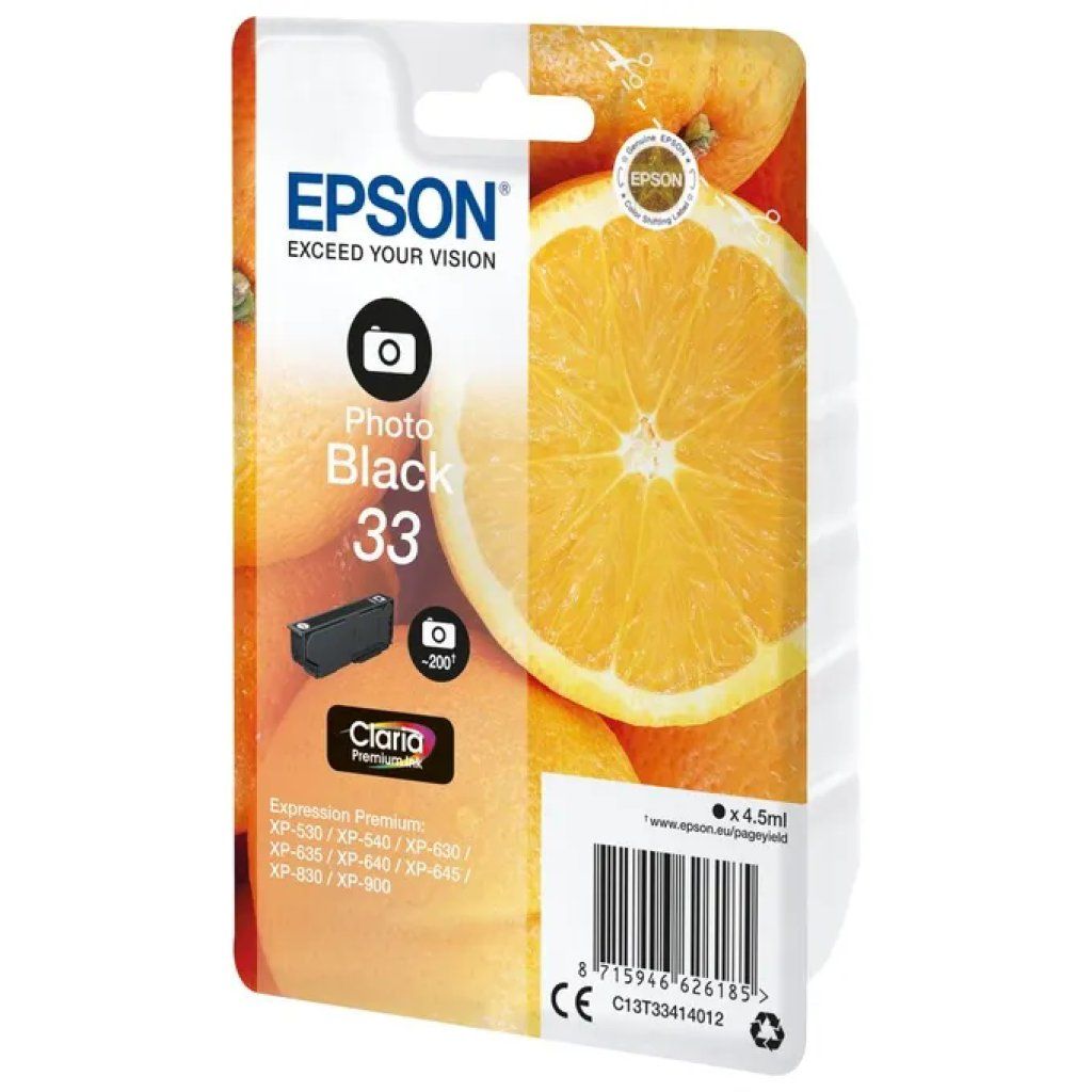 Epson Claria Premium T33 Cartuccia Nero Foto C13T33414022 Epson Claria Premium T33 Cartuccia Nero Foto C13T33414022