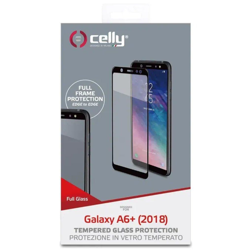 Celly Full Glass per Samsung Galaxy A6+ (2018), Nero