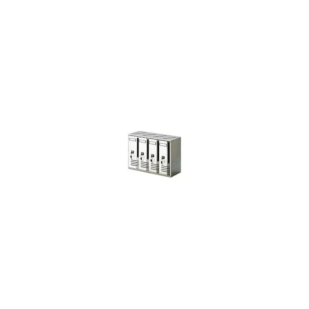 Alubox Cubo C4 – Blocchiera per 4 cassette postali, argento metallizzato