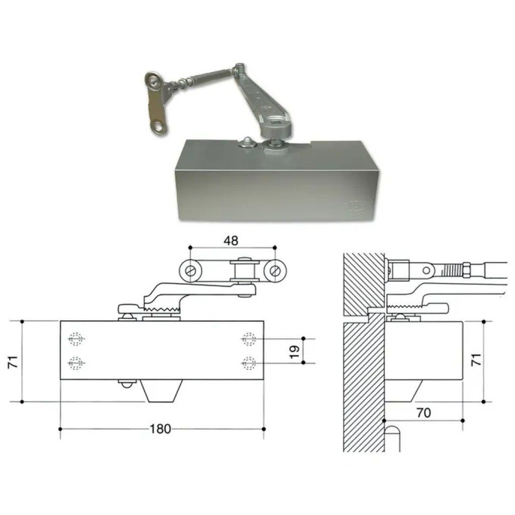 ASSA ABLOY MAB 503 BR Chiudiporta aereo bronzo con fermaporte, forza 3 ASSA ABLOY MAB 503 BR Chiudiporta aereo bronzo con fermaporte, forza 3