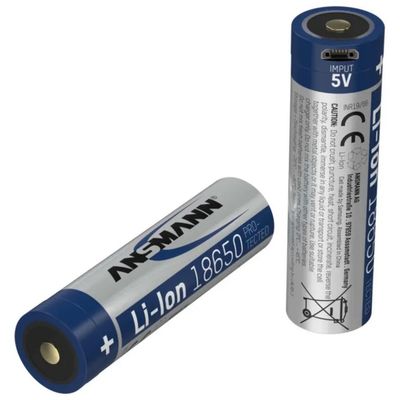 Ansmann Batteria Li-Ion 18650 2600 mAh 3,6 V con Micro-USB