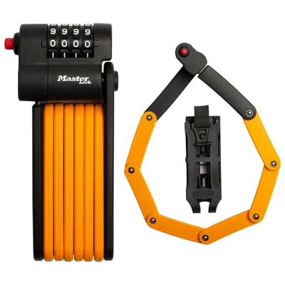 MASTERLOCK Master Lock 8336EURDPRO Lucchetto Pieghevole per Bici, Combinazione 4 Cifre, 80 cm, Arancione MASTERLOCK Master Lock 8336EURDPRO Lucchetto Pieghevole per Bici, Combinazione 4 Cifre, 80 cm, Arancione