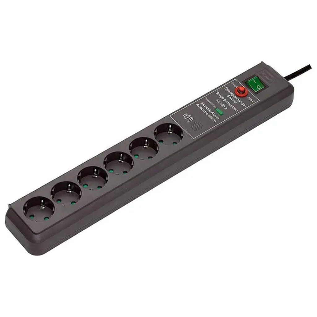Brennenstuhl Secure-Tec Multipresa 6 posti con protezione da sovratensioni, cavo 3 m, antracite Brennenstuhl Secure-Tec Multipresa 6 posti con protezione da sovratensioni, cavo 3 m, antracite