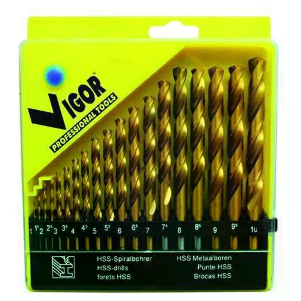 VIGOR-BLINKY Vigor set di 19 punte HSS al titanio per metallo, 1–10 mm