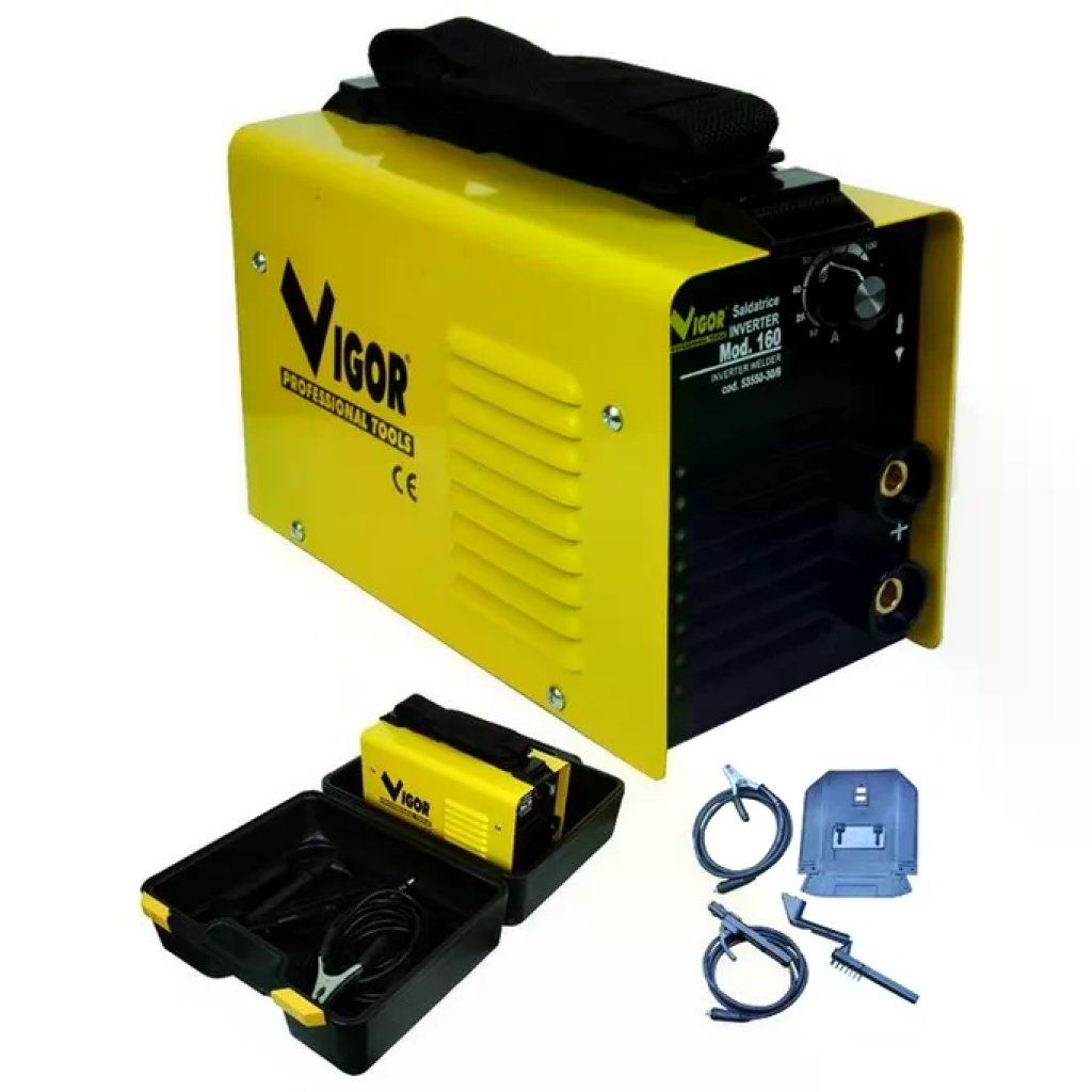 VIGOR-BLINKY Vigor Saldatrice Inverter 160 MMA ad Elettrodo 20-160A Tensione a Vuoto 60V Elettrodi 1,5-4