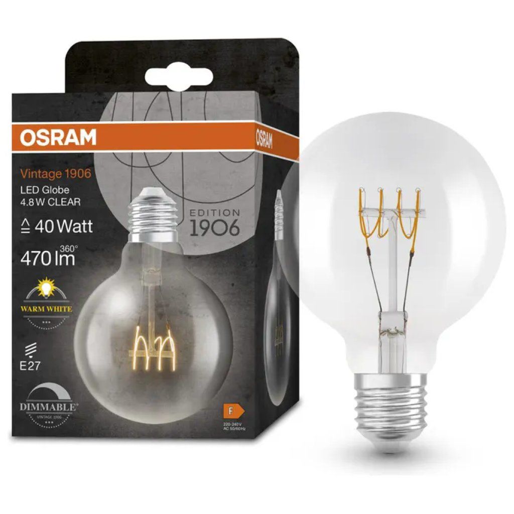OSRAM Vintage 1906 Classic Globe G95 LED E27 4,8 W dimmerabile