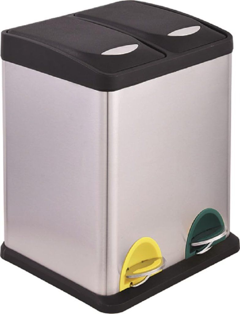 VIGOR Inox Bis Pattumiera a Pedale per Raccolta Differenziata, 88 L VIGOR Inox Bis Pattumiera a Pedale per Raccolta Differenziata, 88 L