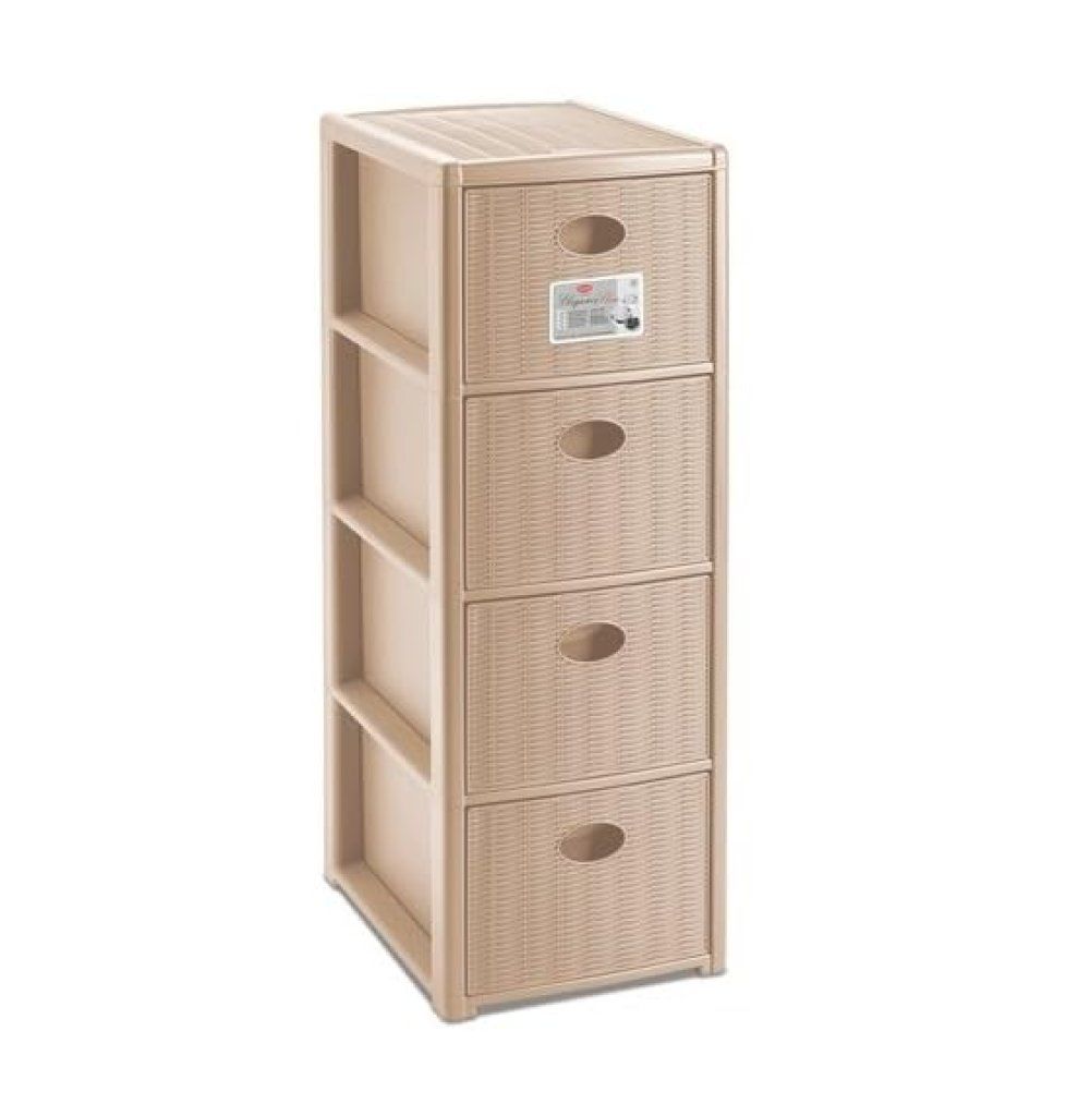 Stefanplast Elegance Slim Cashmere, cassettiera in plastica a 4 cassetti