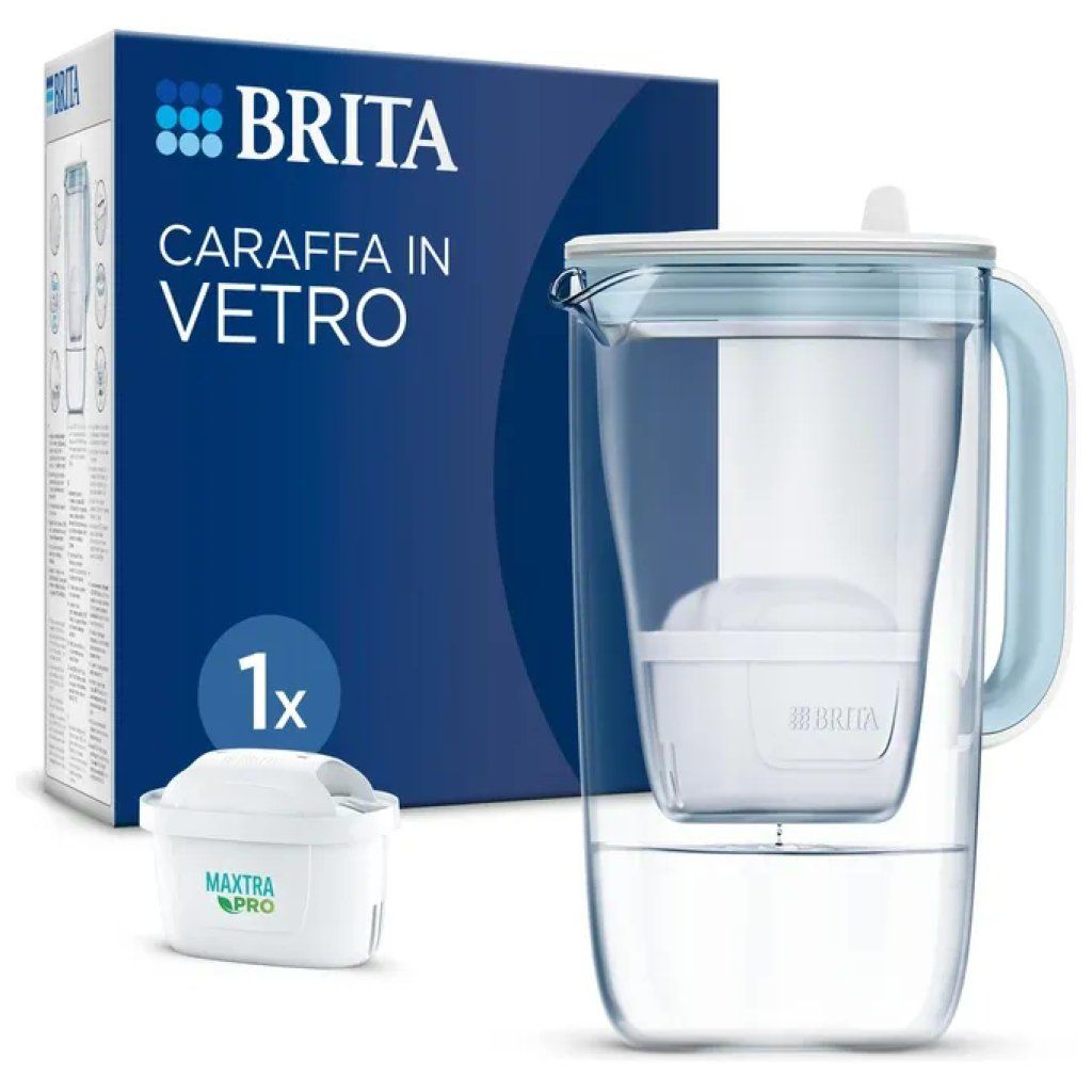 BRITA 118006 Caraffa filtrante in vetro 2,5 L con filtro MAXTRA PRO All-in-1, blu BRITA 118006 Caraffa filtrante in vetro 2,5 L con filtro MAXTRA PRO All-in-1, blu