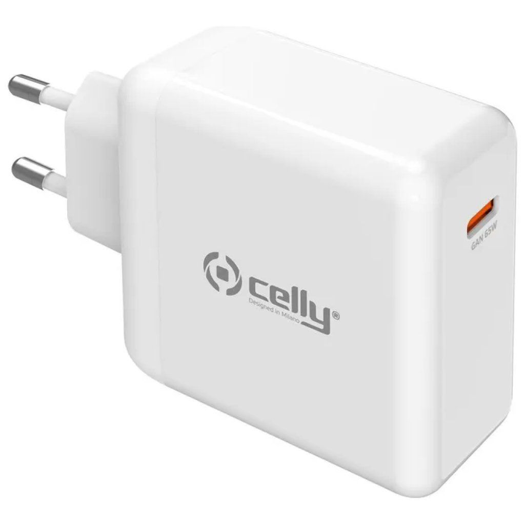 Celly TC1C65WGANWH Caricabatterie USB-C GaN 65W Bianco