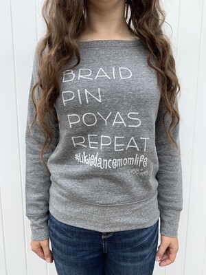 Braid Pin Poyas Repeat Ladies Wide Neck Sweatshirt