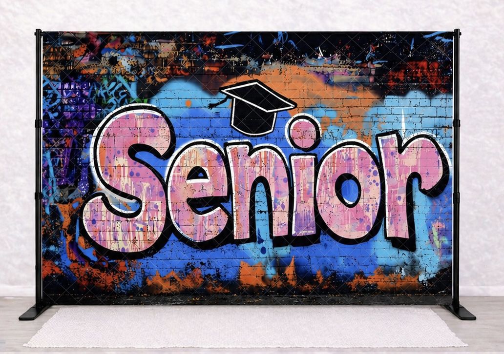 Senior Graffiti Backdrop Rental