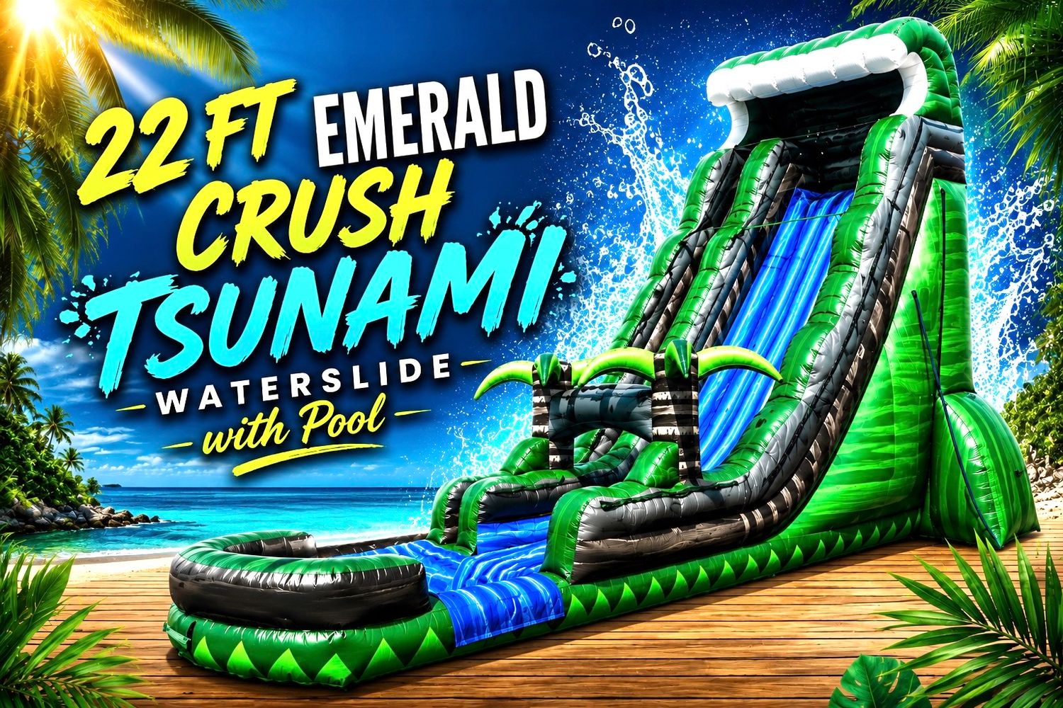 22 FT Emerald Crush Tsunami Waterslide with Pool 22 FT Emerald Crush Tsunami Waterslide with Pool