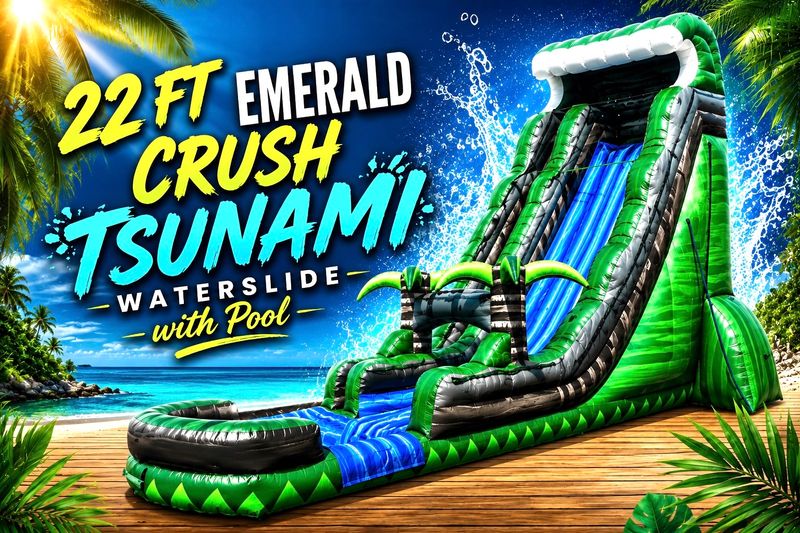 22 FT Emerald Crush Tsunami Waterslide with Pool