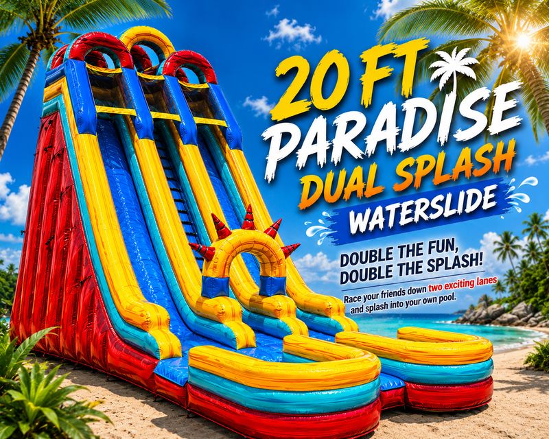 20 FT Paradise Dual Splash Waterslide